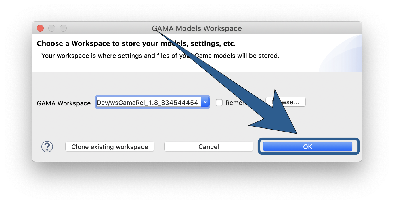 Dialog box to choose to switch toward a new (or another) workspace.