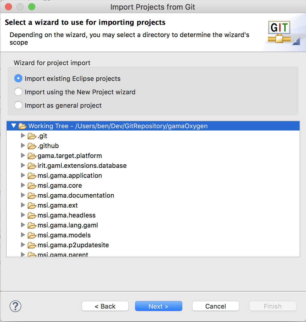 GIT Import projects