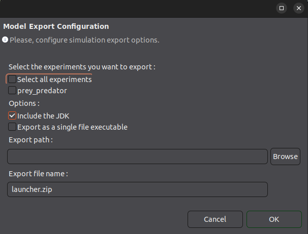 Export Model Menu