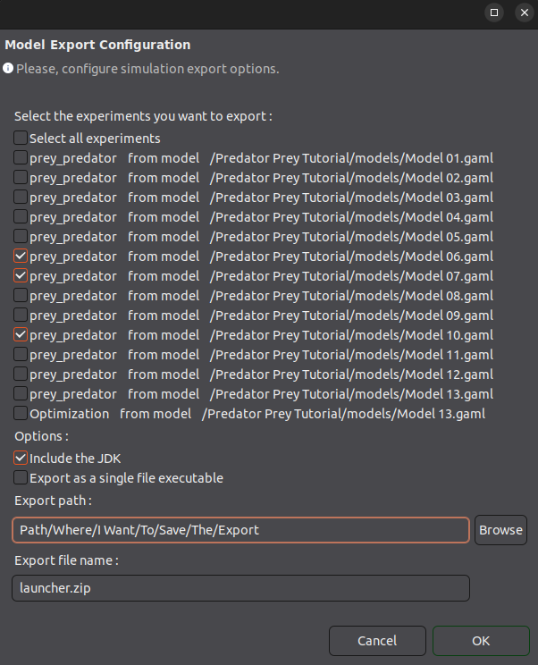 Export Project Menu