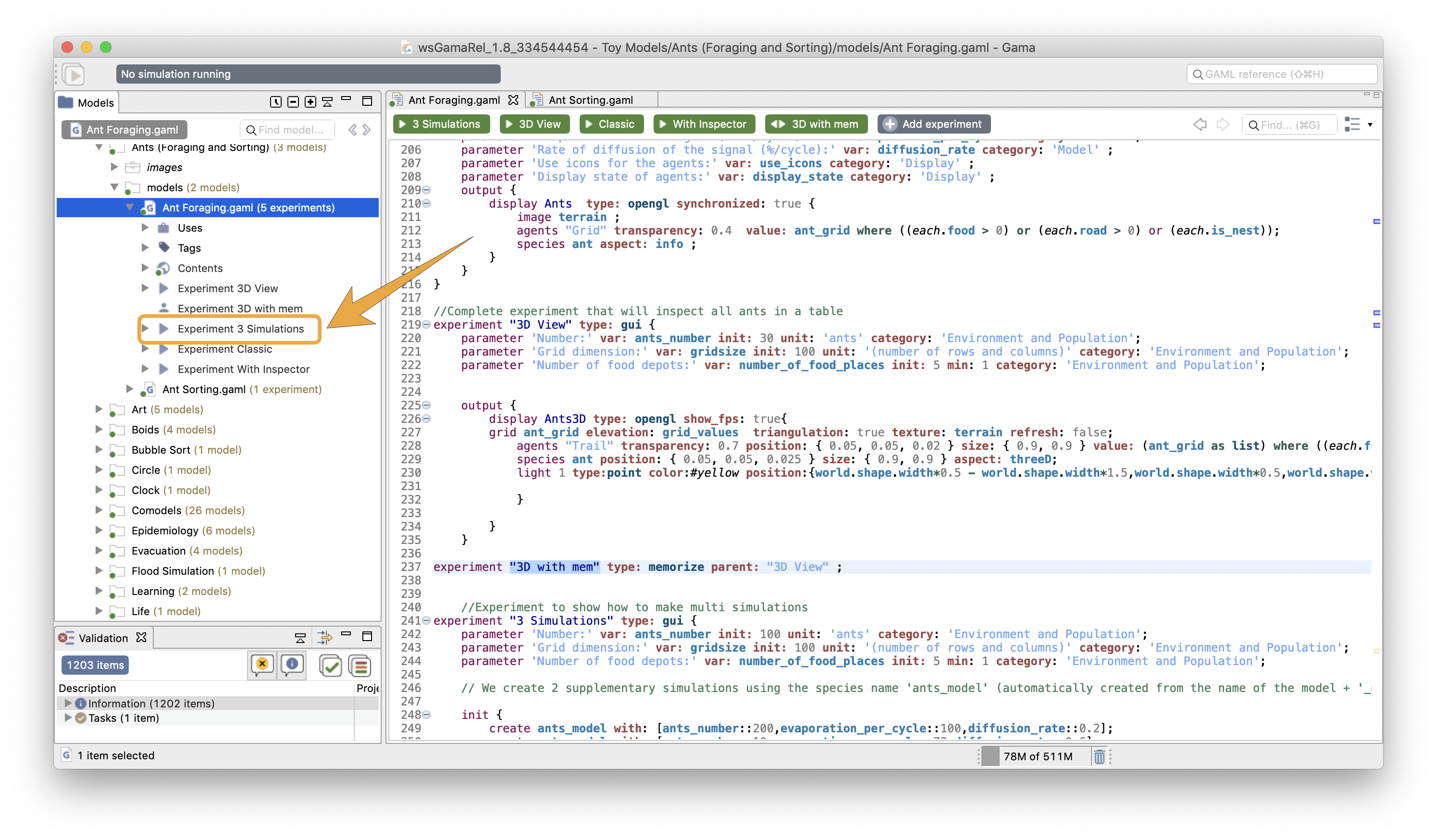 Experiments can be also be launched directly from the Navigator.