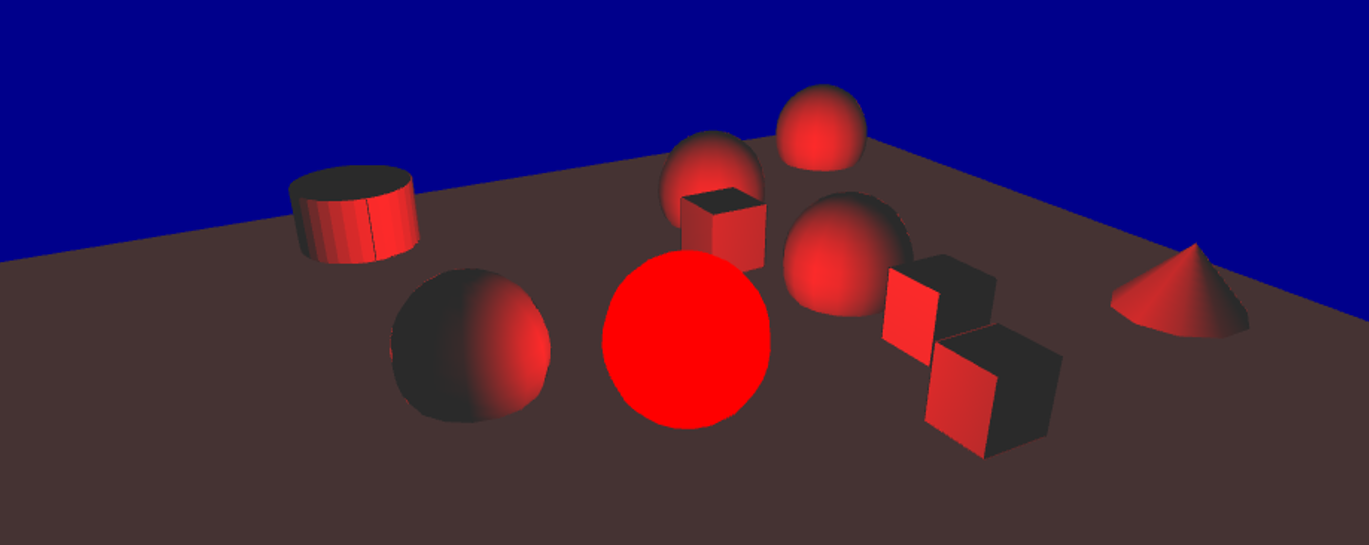 Scene with only a red point light.