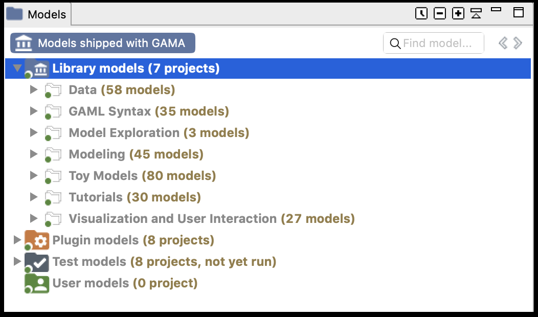 Main projects in the Library models.